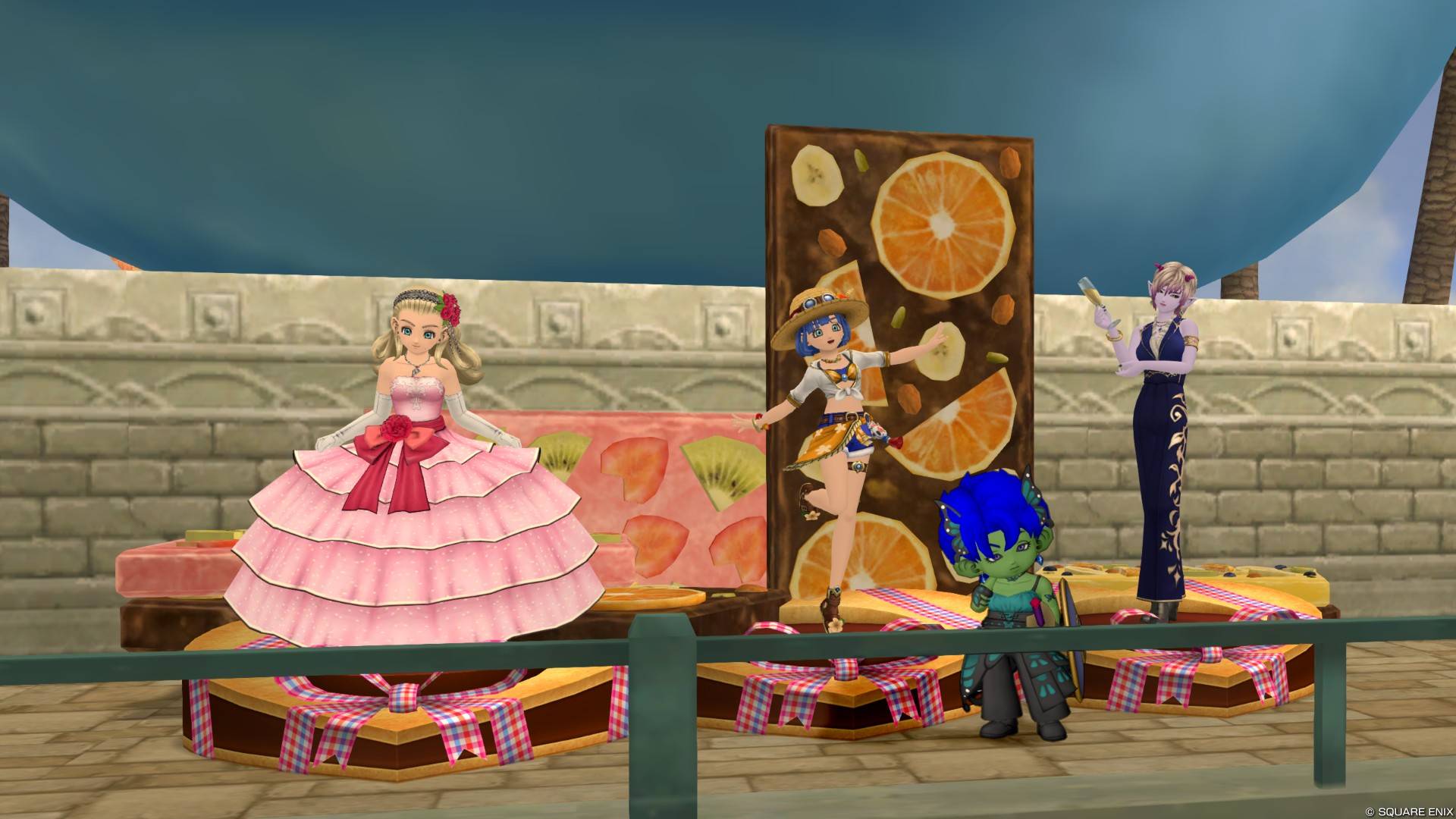 アンルシアの像、セラフィの像、ヴァレリア様の像、バレンタインチョコ・庭